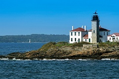 Beavertail Lighthouse Over Rock Formations